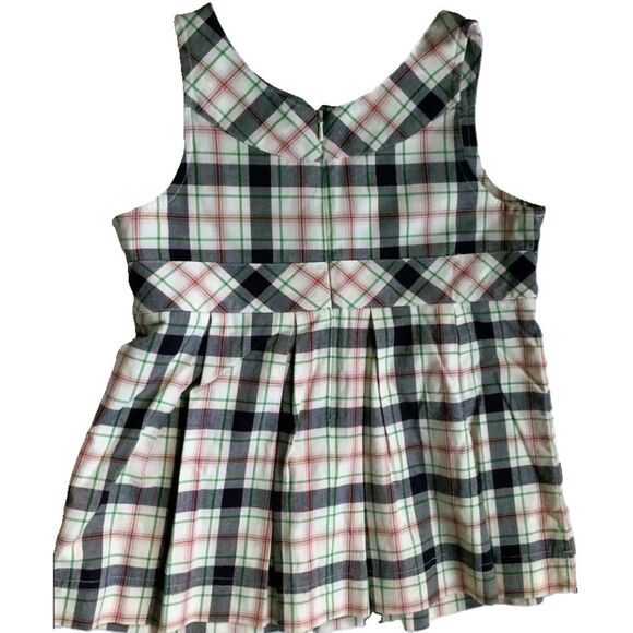 Gymboree flannel pleated layering tank top shirt navy red green pink plaid 5 - Picture 2 of 4